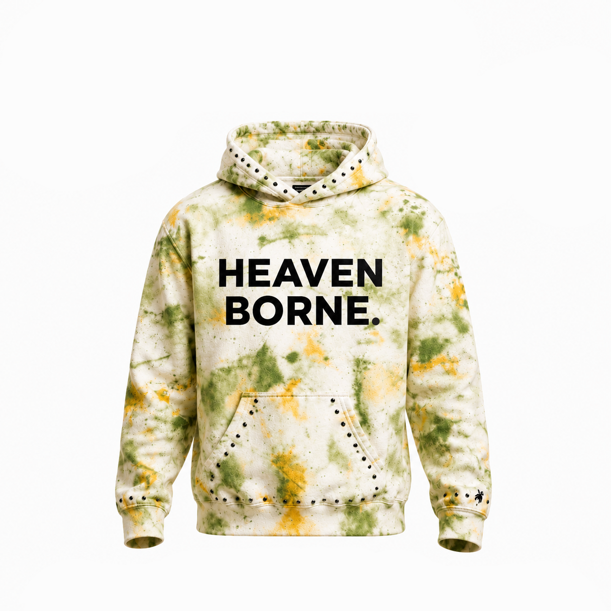 Tie-dye Green and Yellow Pullover Hoodie