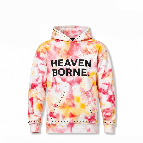 Red and Yellow Tie-dye Pullover Hoodie